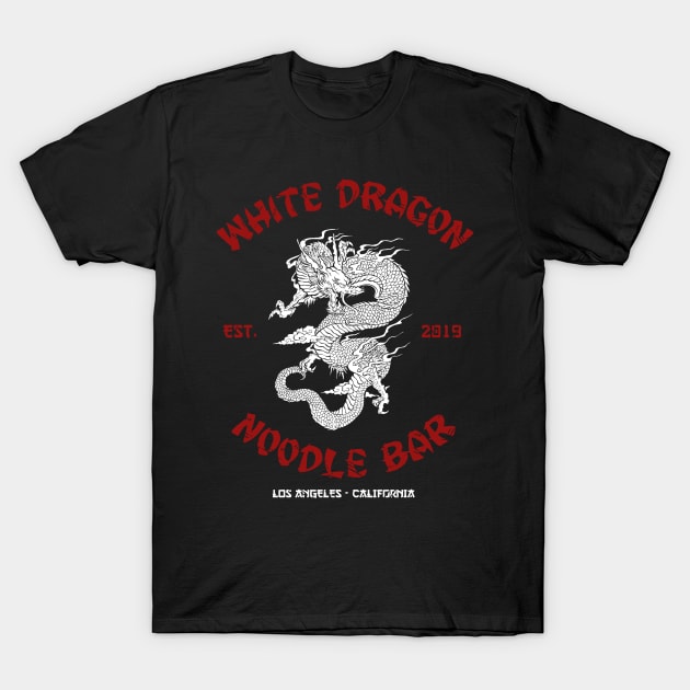 White dragon noodle bar T-Shirt by Melonseta